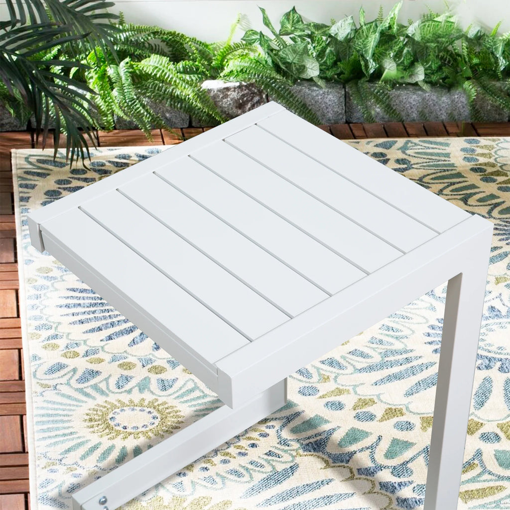 White Aluminum C Shaped End Table T991
