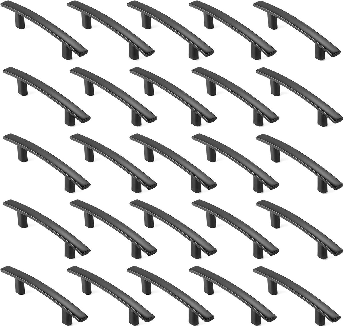 25 Pack Matte Black Kitchen Cabinet Arch Pulls Handles J83862