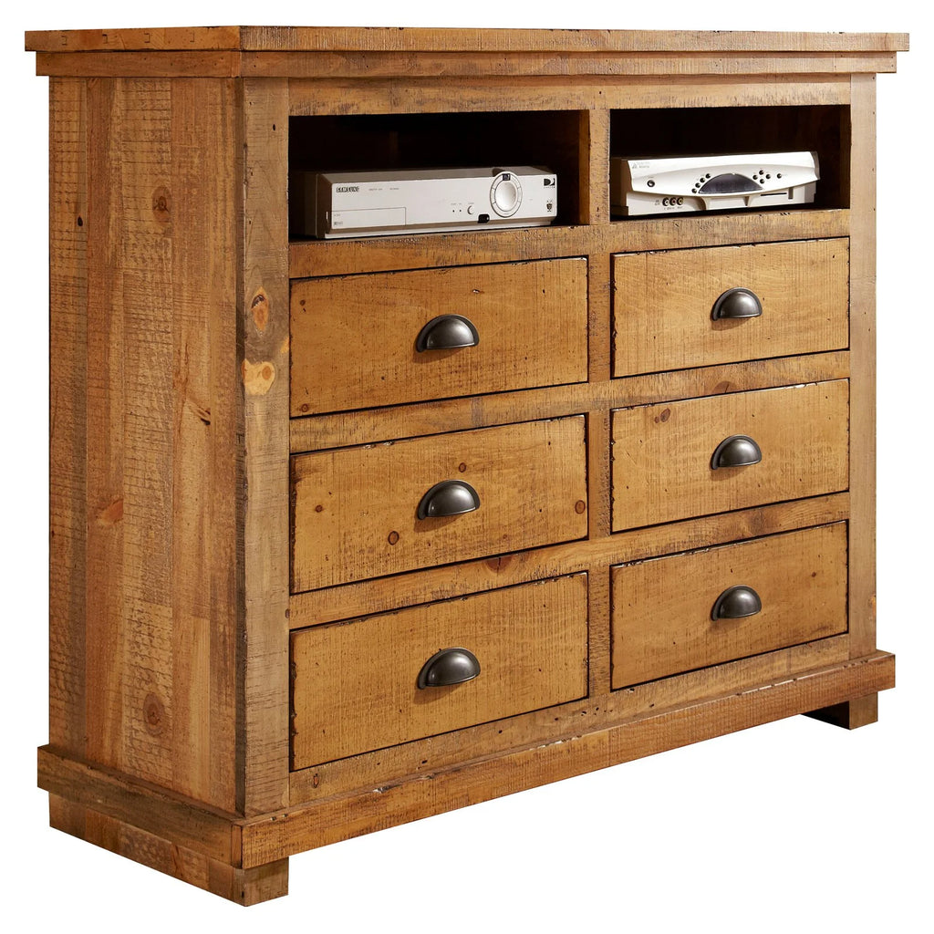6 Drawer Media Chest in Distressed Pine W96931