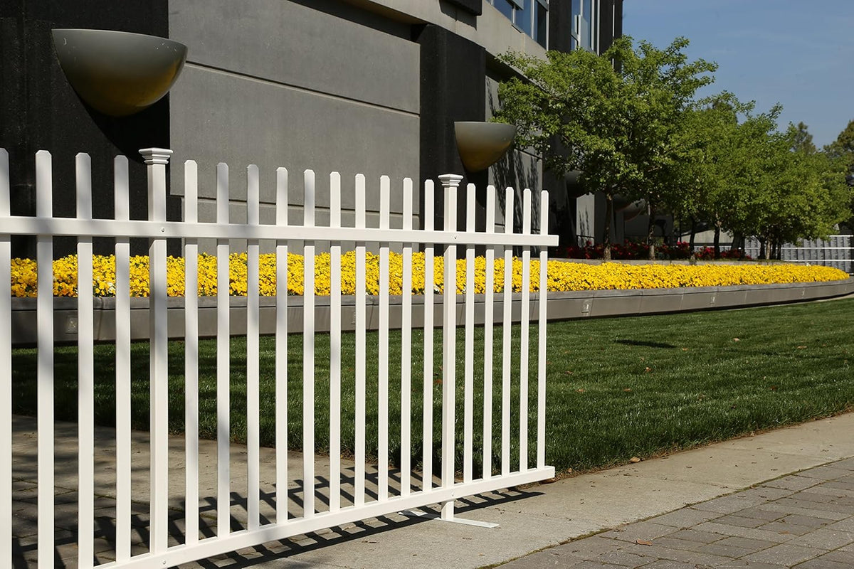 Lightweight Portable Vinyl Picket Fence Kit with Metal Base, White S581