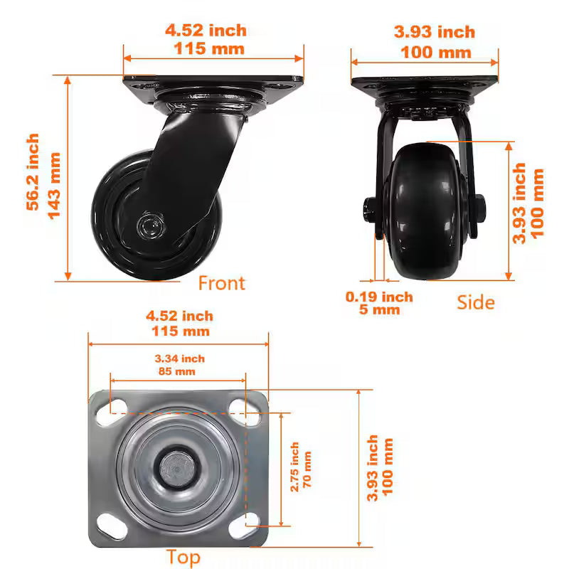 4 in. Caster Kit for Welded Steel Garage Base Cabinets H65980