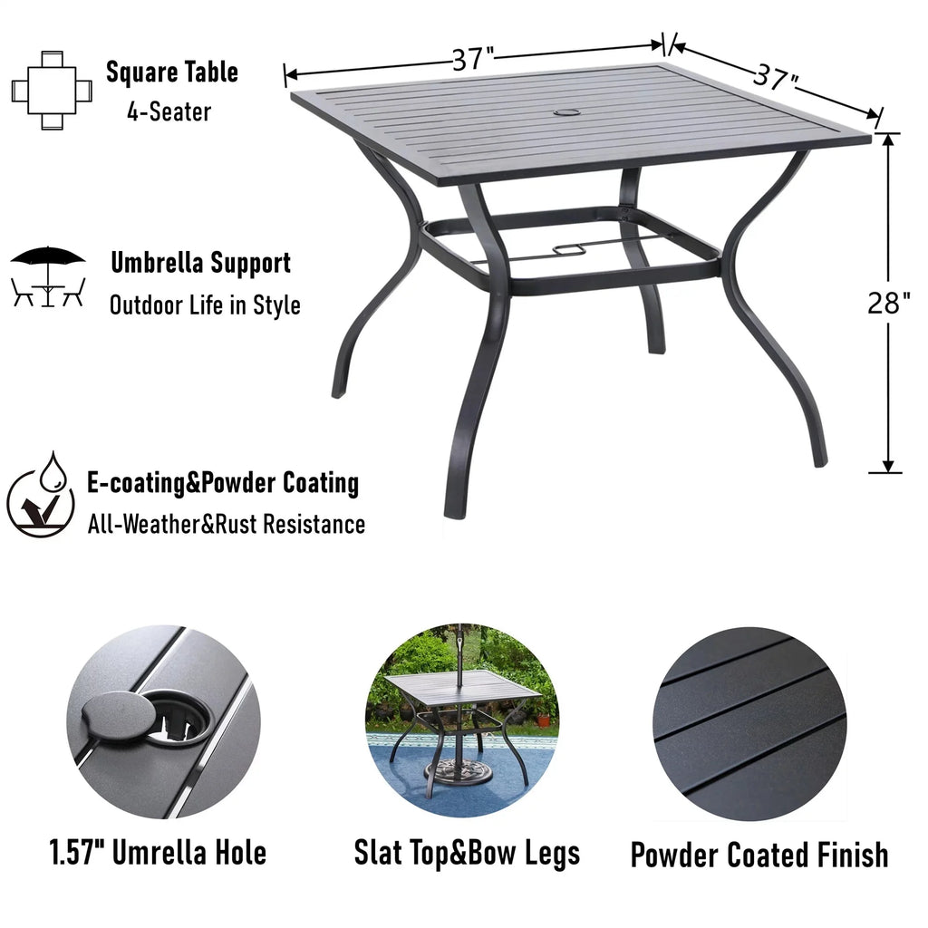 5-Piece Outdoor Patio Dining Set with Steel Frame V250801
