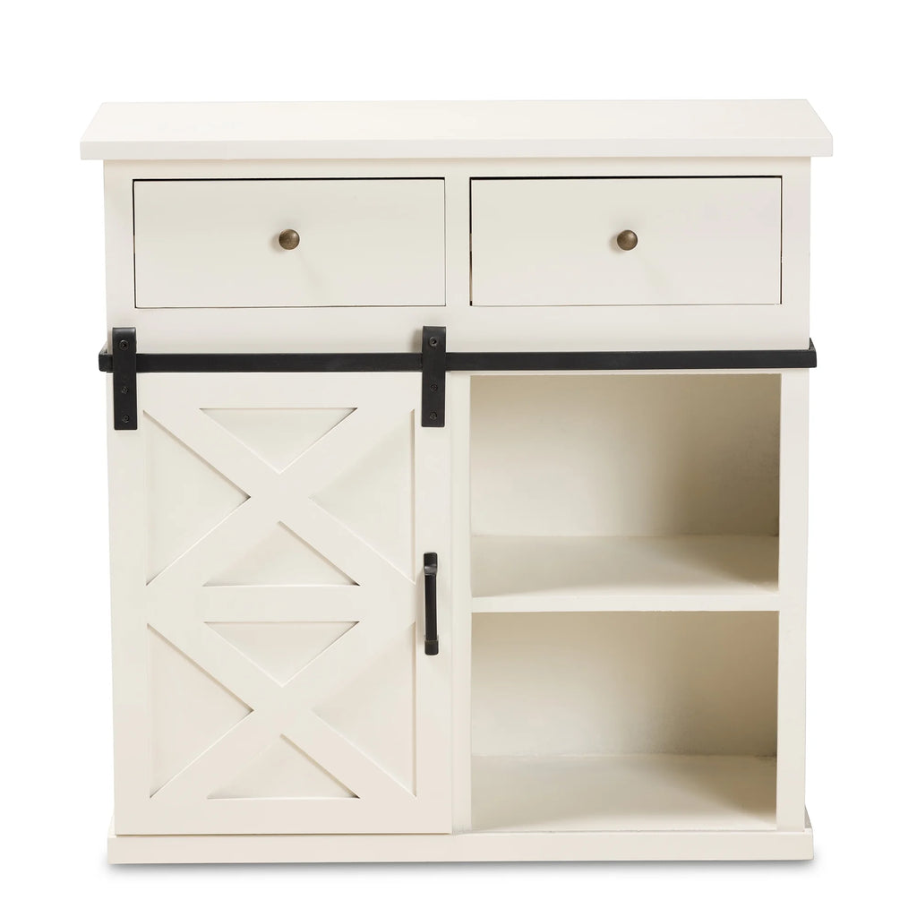 White Wood and Black Metal 2-Door Sideboard Buffet B110993