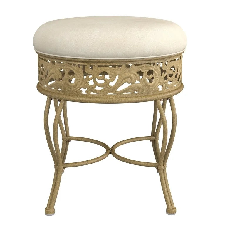 Antique Beige Upholstered Vanity Stool R61333