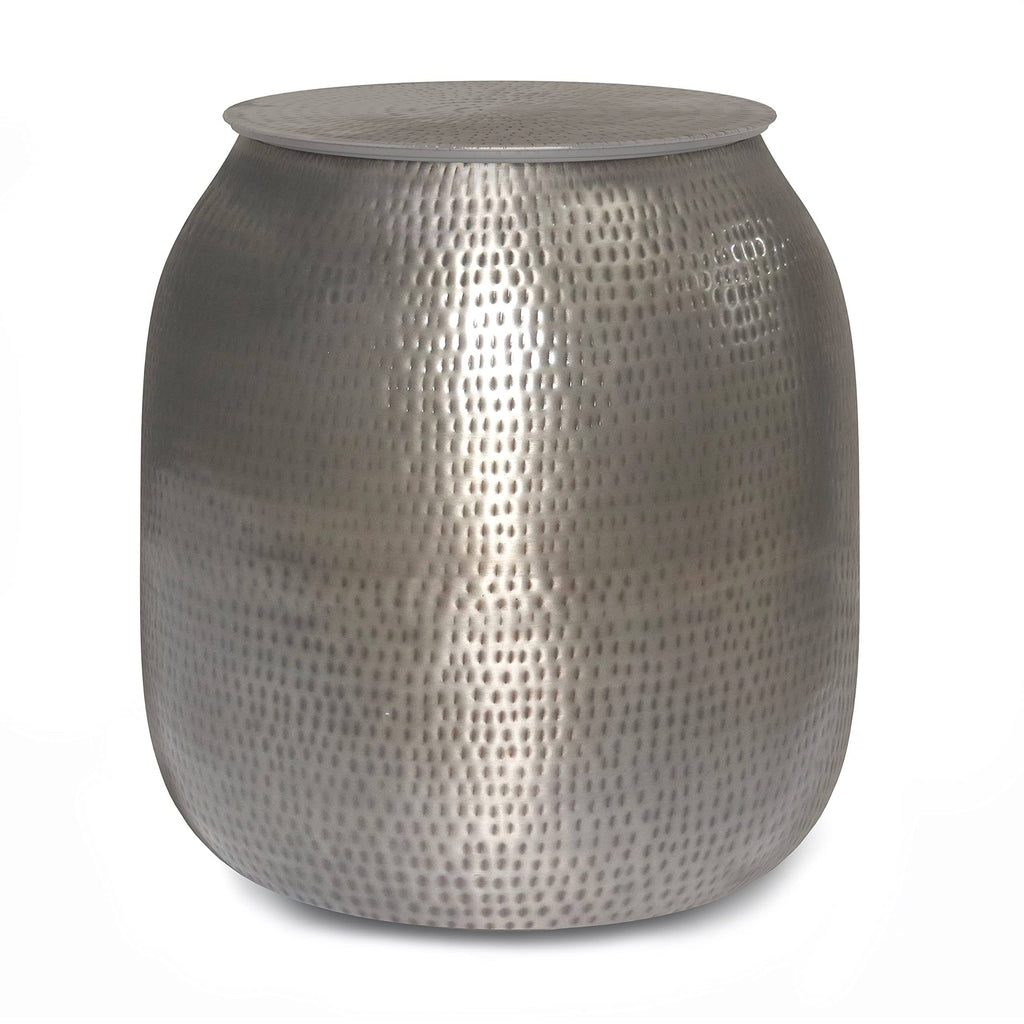 Antique Silver Metal Storage Accent Table N4808