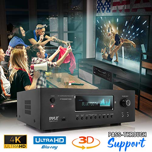 1000W 5.2 Channel Home Theater Receiver with Bluetooth 5.0 and 2 UHF Wireless Mics H465444