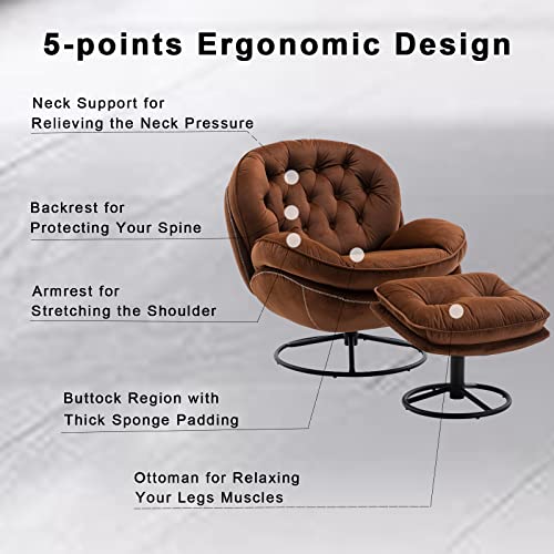 Velvet Swivel Accent Chair with Ottoman Set (Fruit Green) N490210