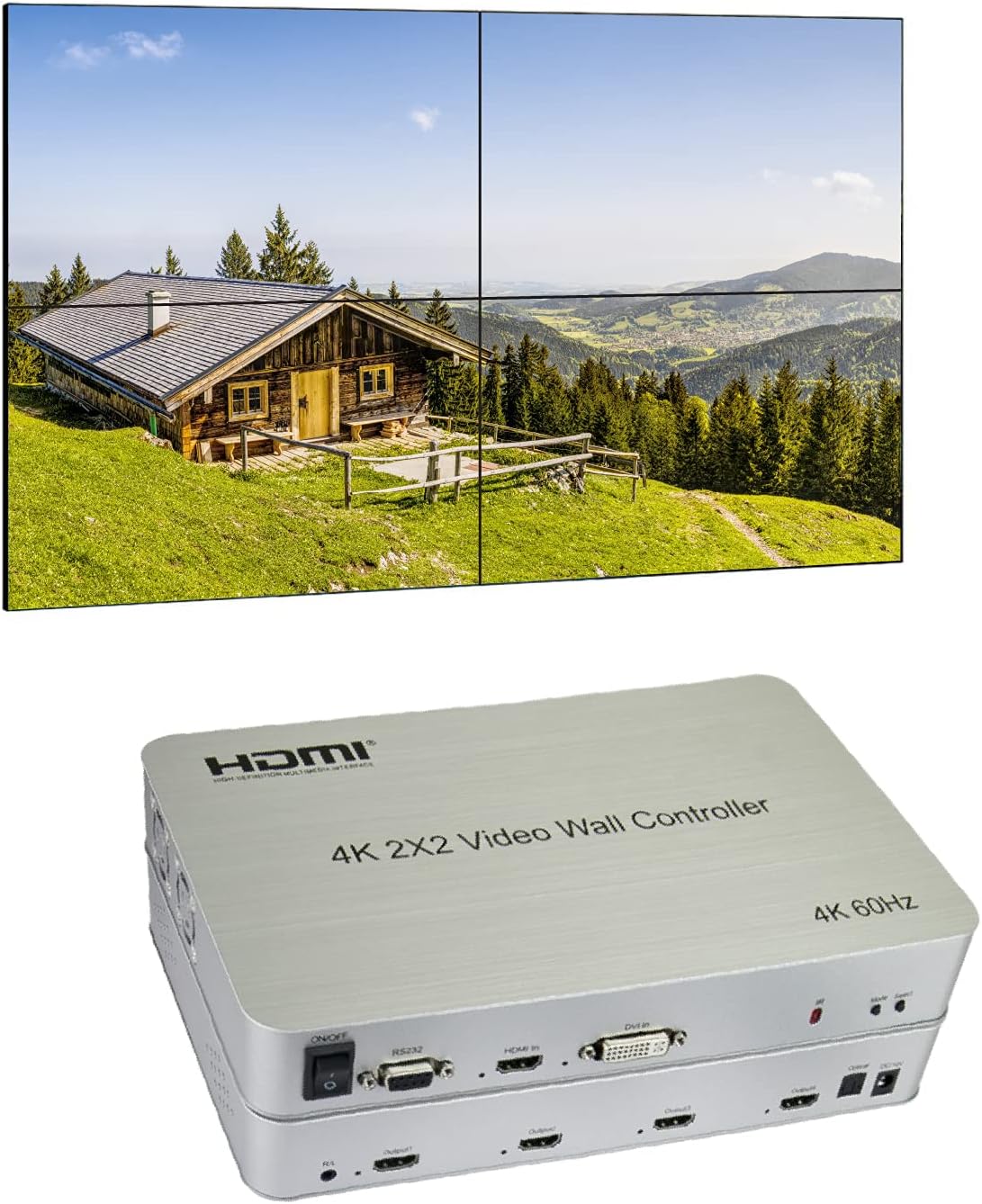2x2 Video Wall Controller with Media Player, 1080p, HDMI 1.4, 1 HDMI Input & 4 Outputs S34848