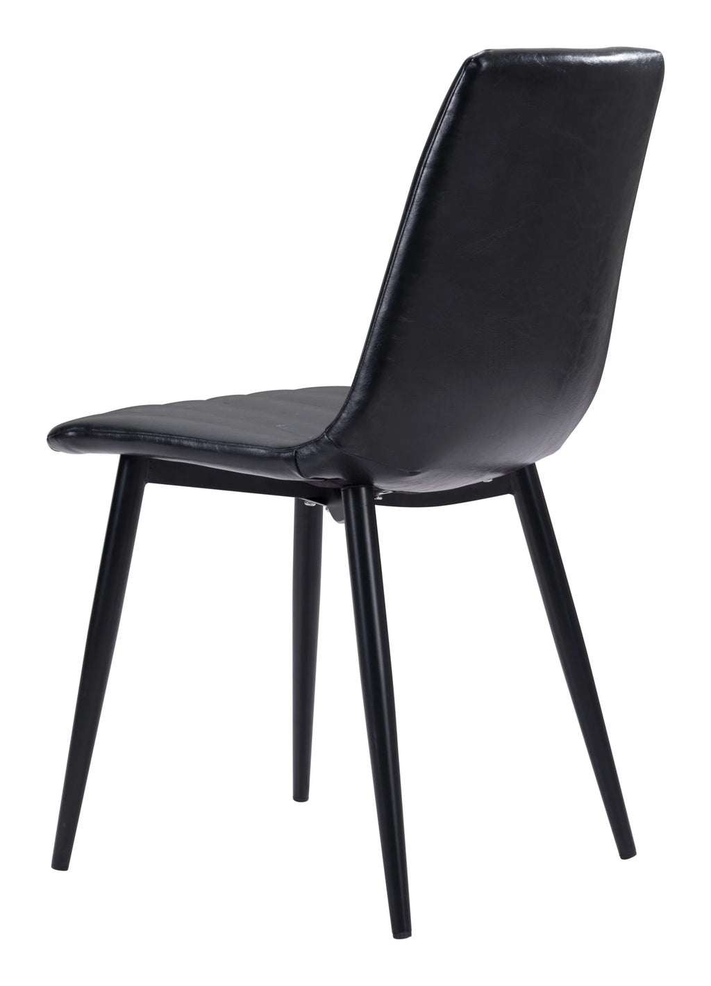 Faux Leather Channel Scoop Dining Chairs, Vintage Black - Set of 2 W18147