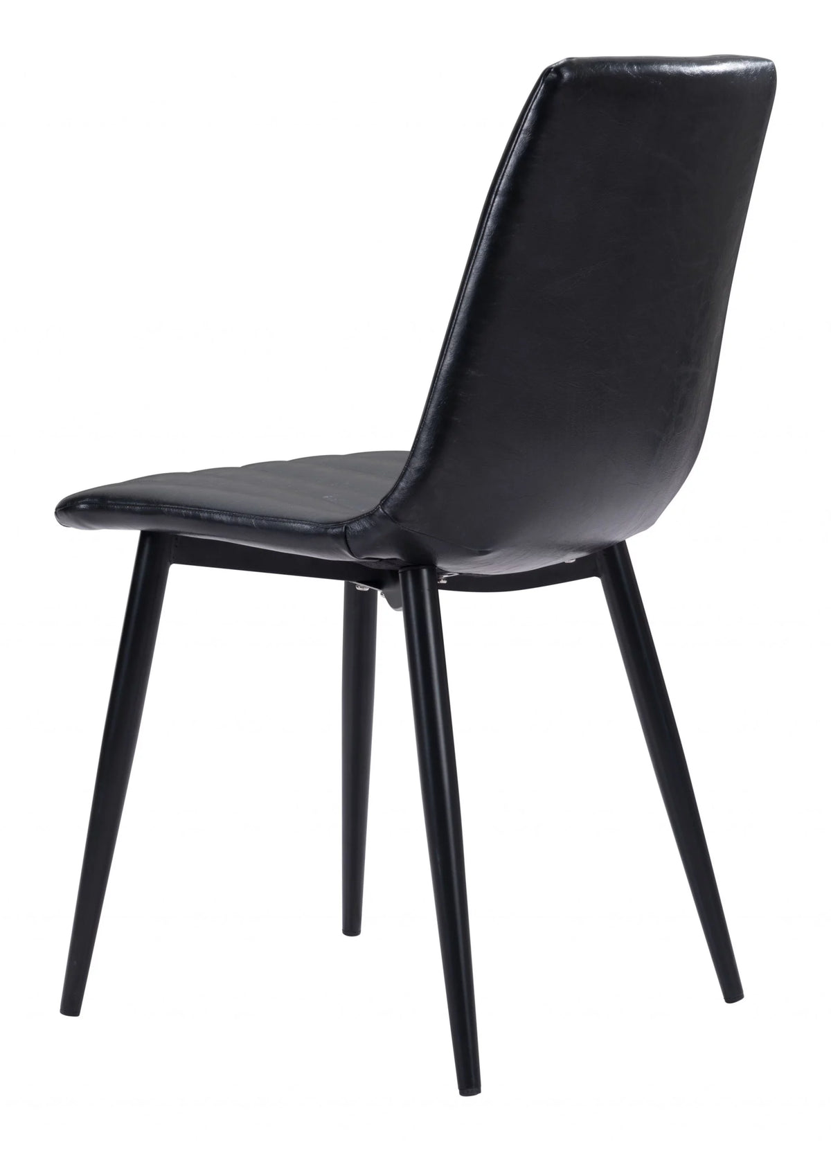 Faux Leather Channel Scoop Dining Chairs, Vintage Black - Set of 2 W18147