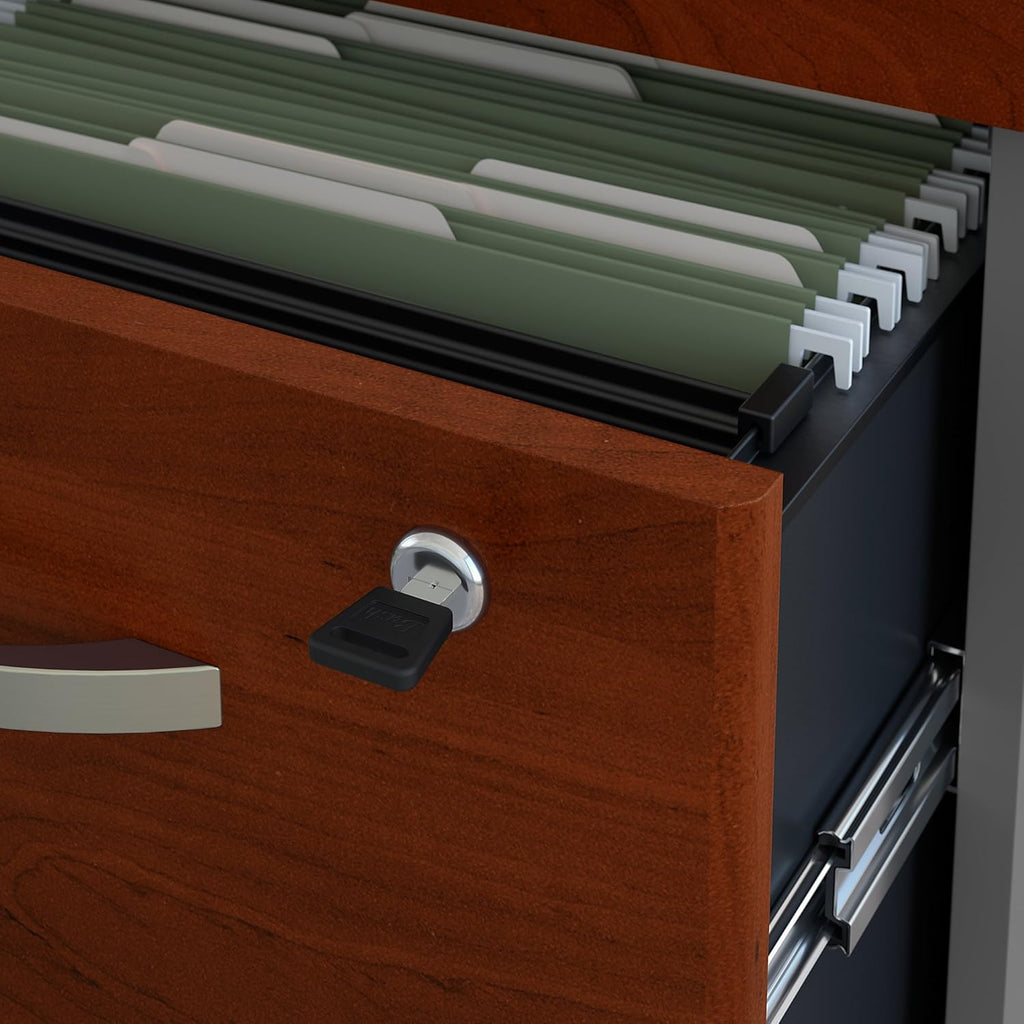 Office Desk with Mobile File Cabinet, 60W x 24D, Hansen Cherry G374167