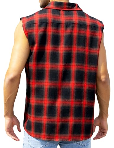 Sleeveless Plaid Flannel Shirt J78799