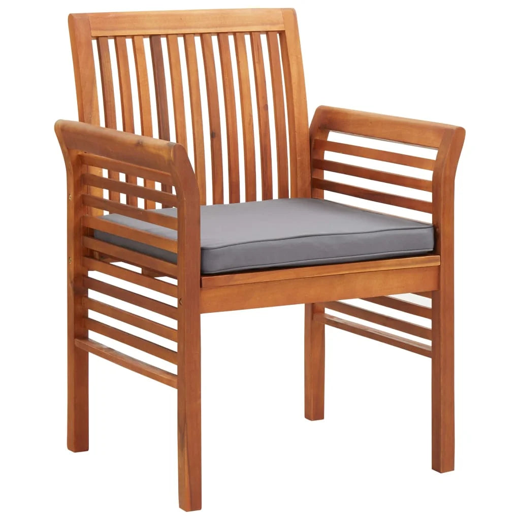 8 pcs Solid Wood Acacia Patio Dining Chairs with Cushions A654898