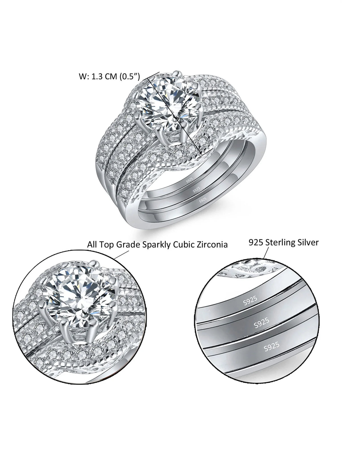 Sterling Silver CZ Engagement Ring Set X846471
