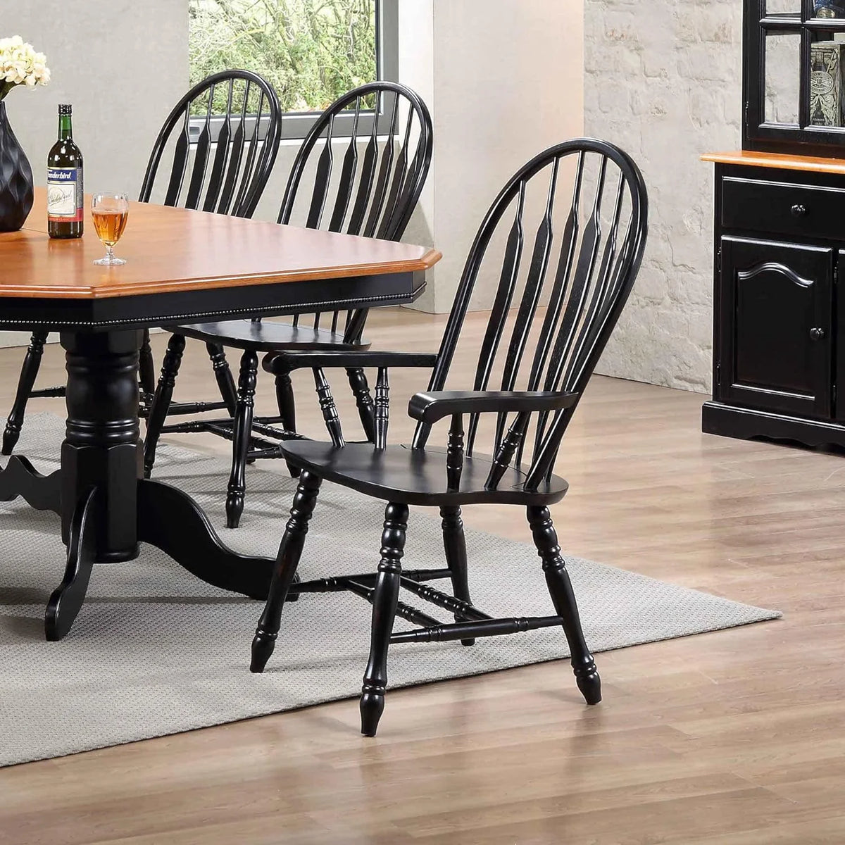 Black Cherry Distressed Antique Dining Chair S192