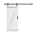 White Stained Solid Knotty Pine Wood Interior Sliding Barn Door with Hardware Kit and Handle F125559