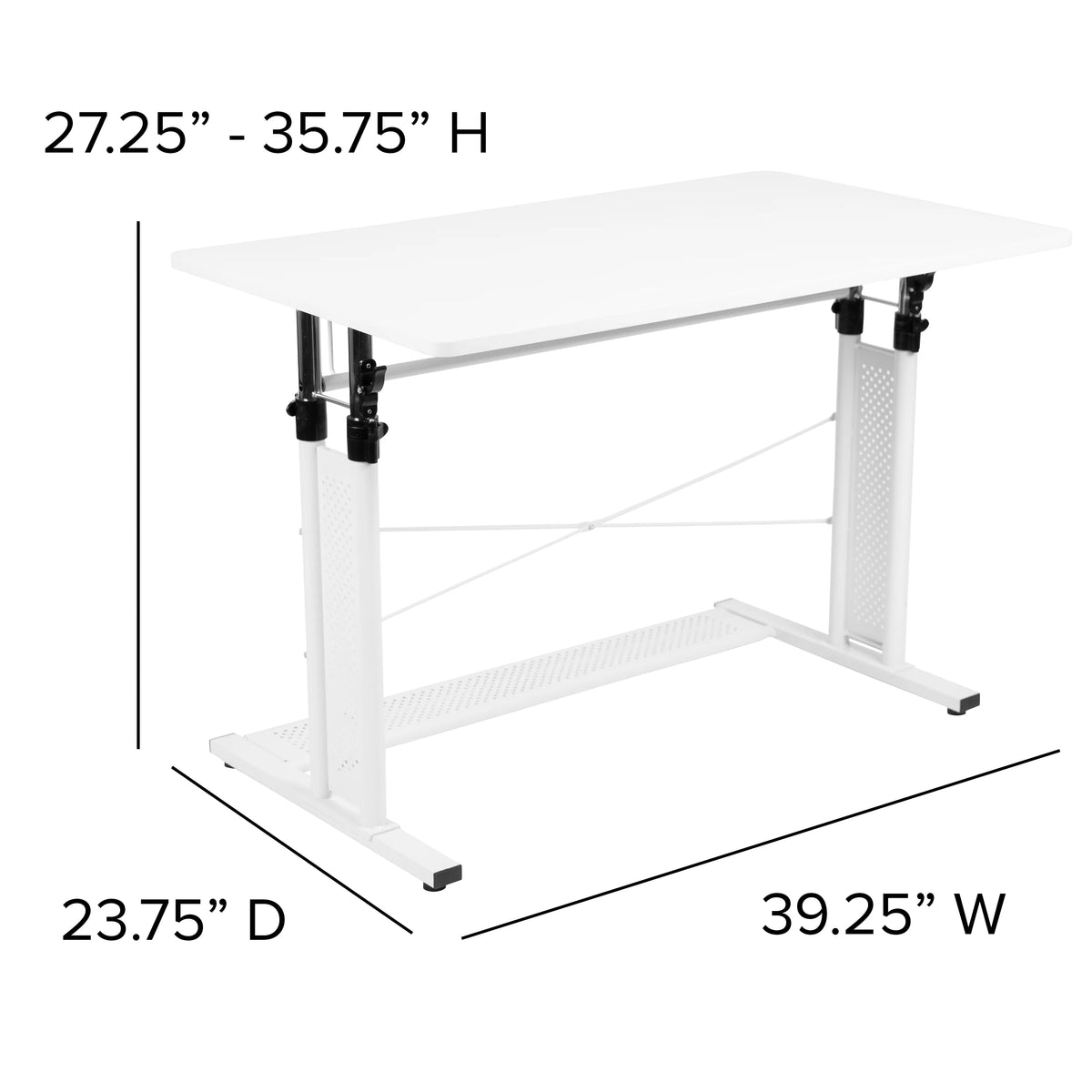 Height Adjustable Sit to Stand Home Office Desk White C46459