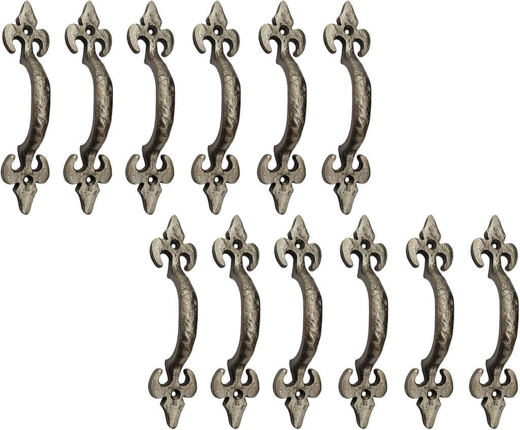 Antique Cast Iron Cabinet Pull Handles, 6.1 x 12 Pack, Matte Black W325