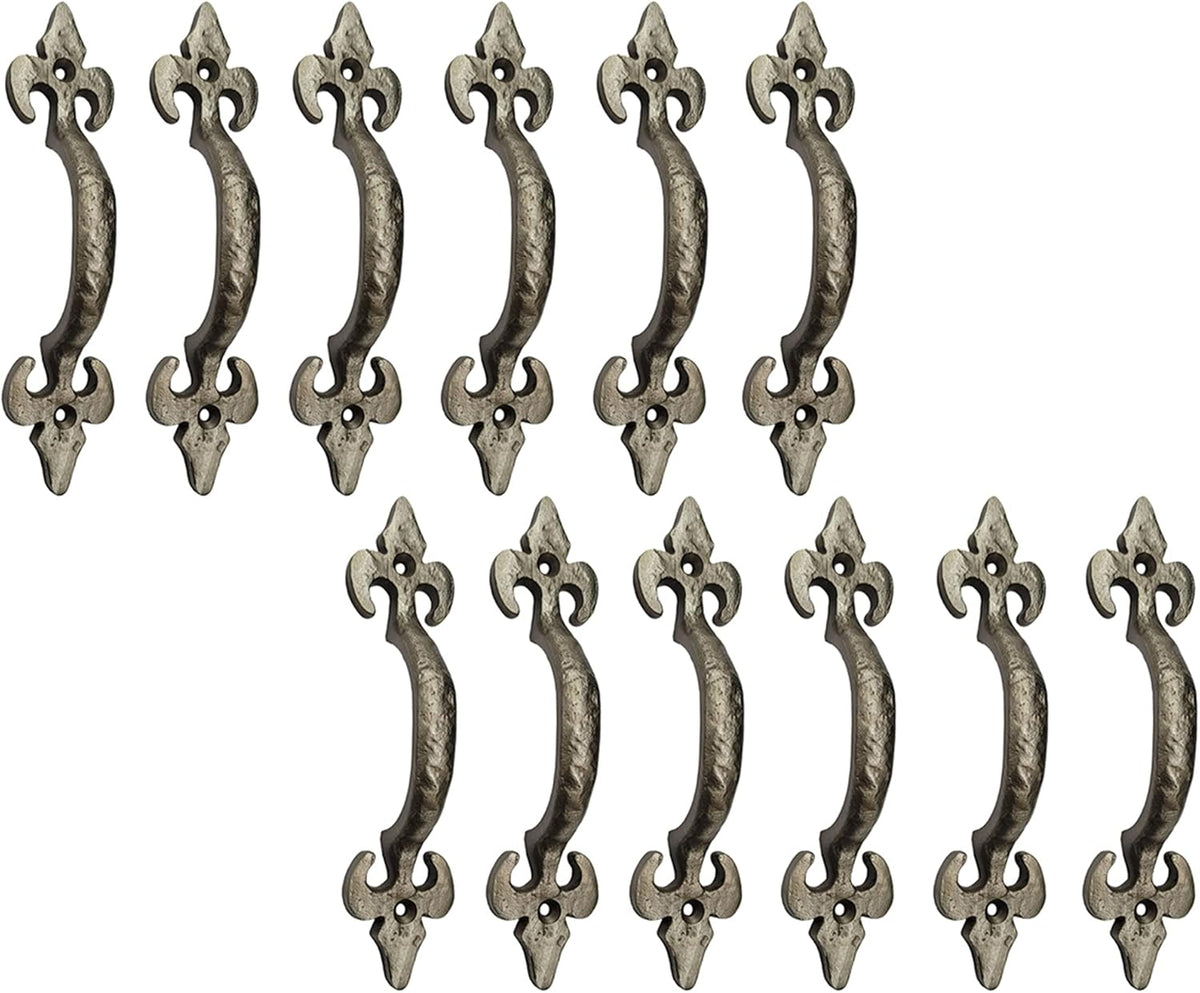 Antique Cast Iron Cabinet Pull Handles, 6.1 x 12 Pack, Matte Black W325