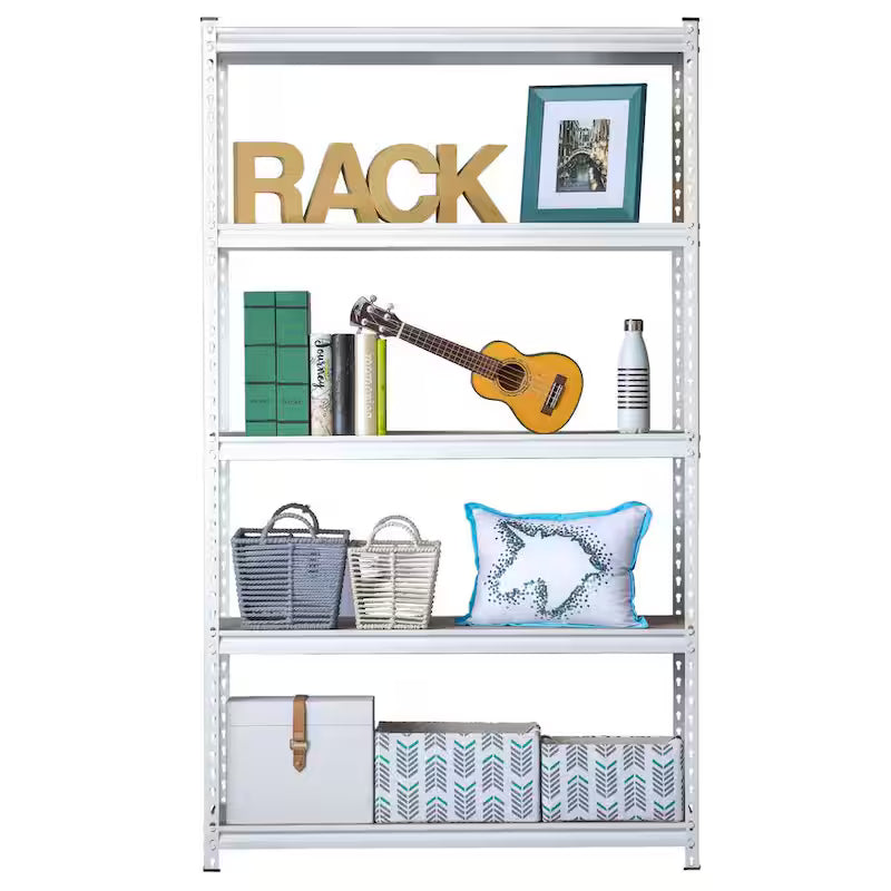 White 5-Tier Adjustable Steel Storage Rack Z66783