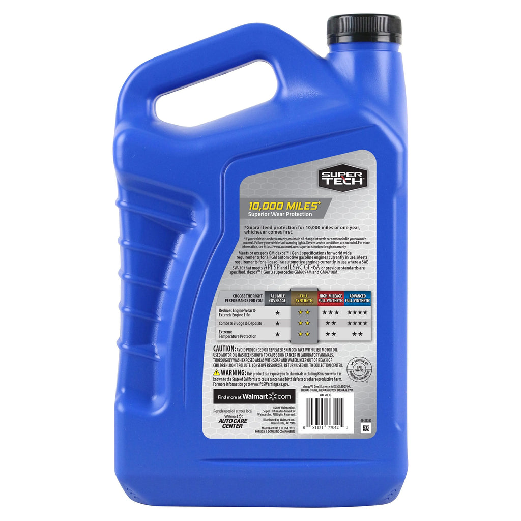Full Synthetic SAE 5W-30 Motor Oil, 5 Quarts Y144