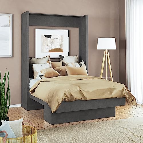 White Full Murphy Wall Bed with Shelf D229