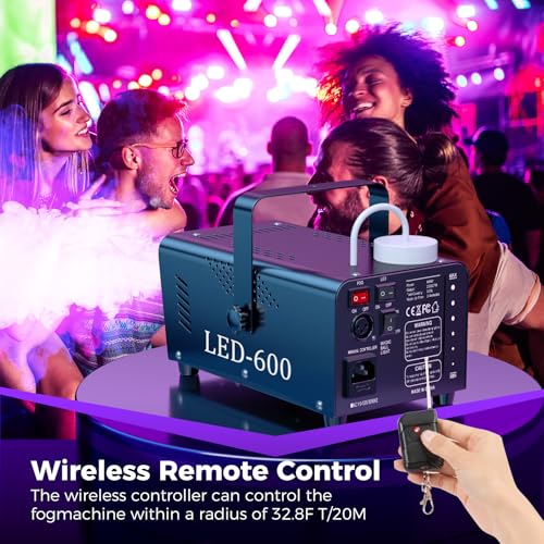600W 2500CFM Fog Machine with 18 LED Lights and Wireless Remote Control F80421