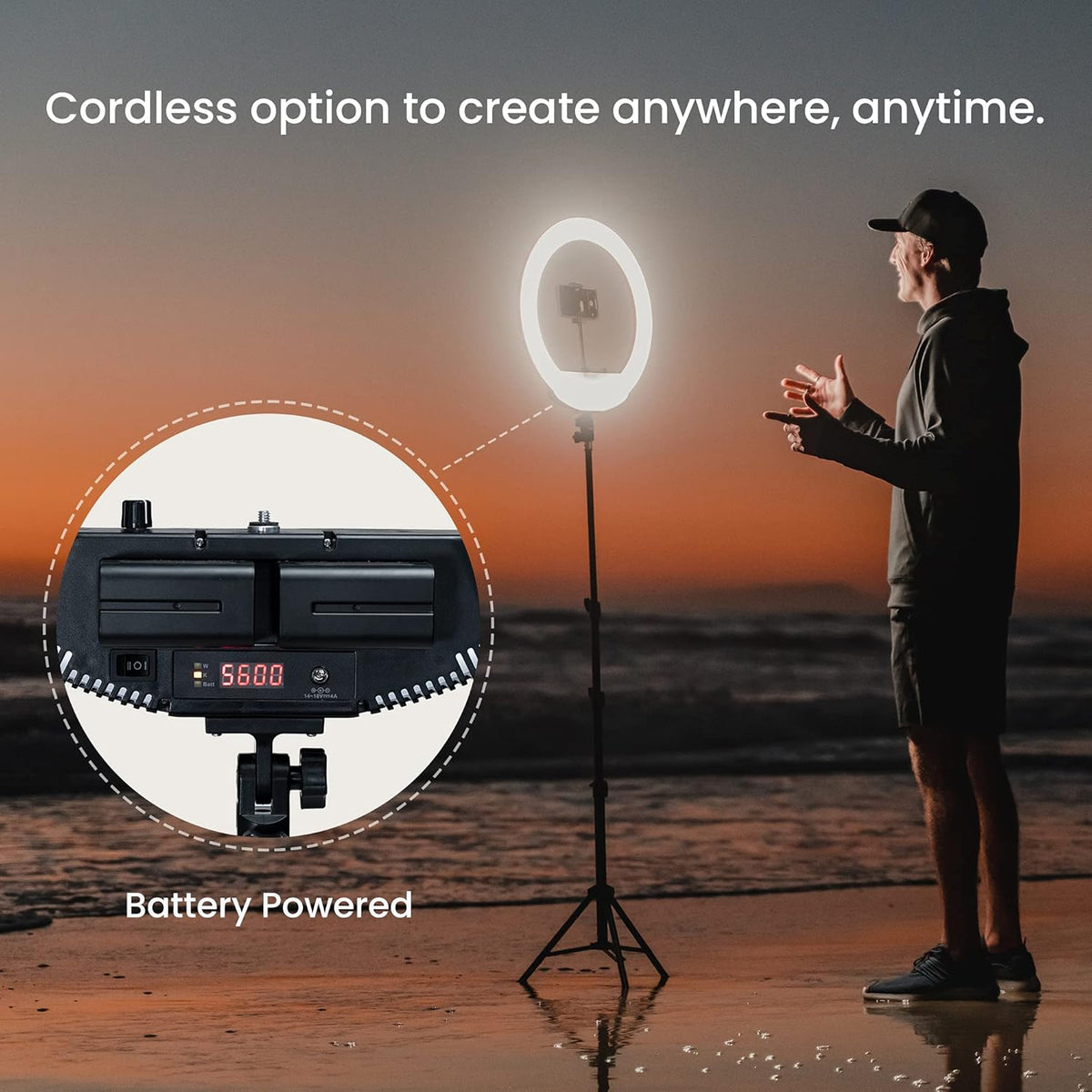 18 Cordless Bicolor Ring Light Kit with Carry Case and Stand U87811