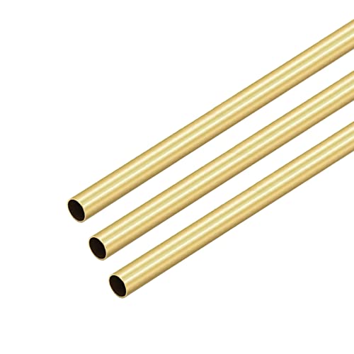 Brass Round Tube 0.2mm Wall Thickness 300mm Length Metal Seamless Straight Pipe Tubing 3pcs F16120
