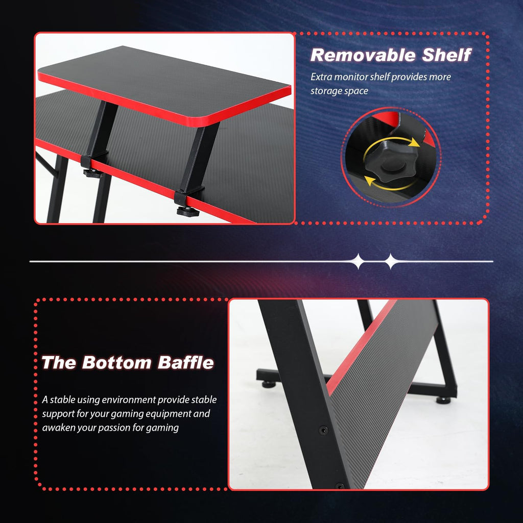 Black L Shaped Corner Computer Desk with Monitor Stand Z1511