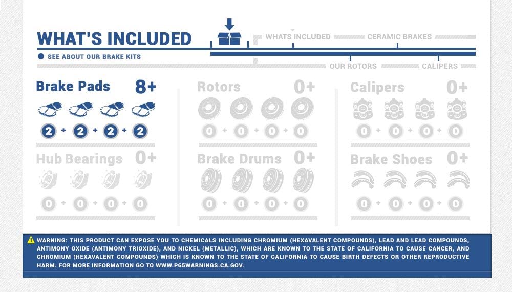 Ceramic Brake Pads with Rubber Shims and Hardware R8454