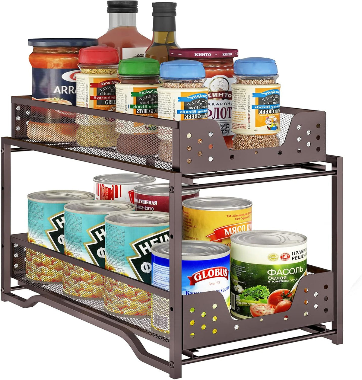 2-Tier Stackable Under Sink Organizer with Sliding Drawer Y305