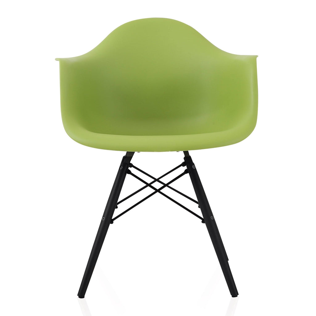 Green Molded Plastic Dining Arm Chair with Black Wood Legs Set of 2 D255735