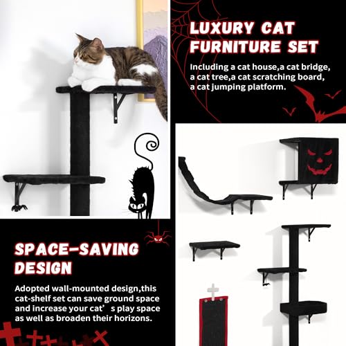 Black Cat Wall Shelves Set of 5 E447068