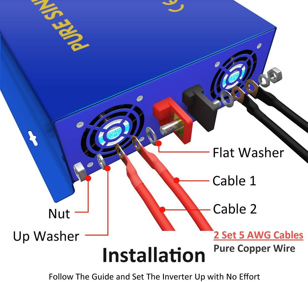 3000W Pure Sine Wave Power Inverter 12V DC to AC 120V X999