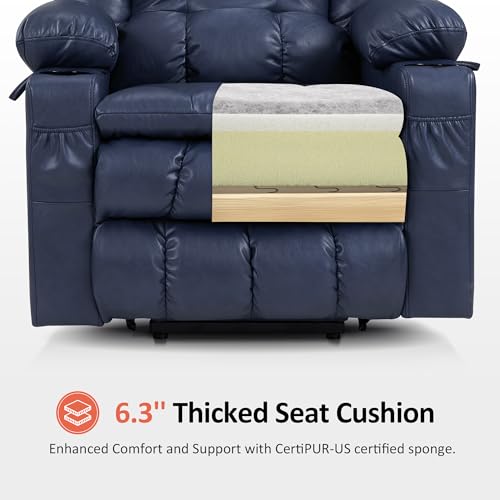 Dual Motor Power Lift Recliner Chair with Heat and Massage, Faux Leather (Black, Medium) T68349
