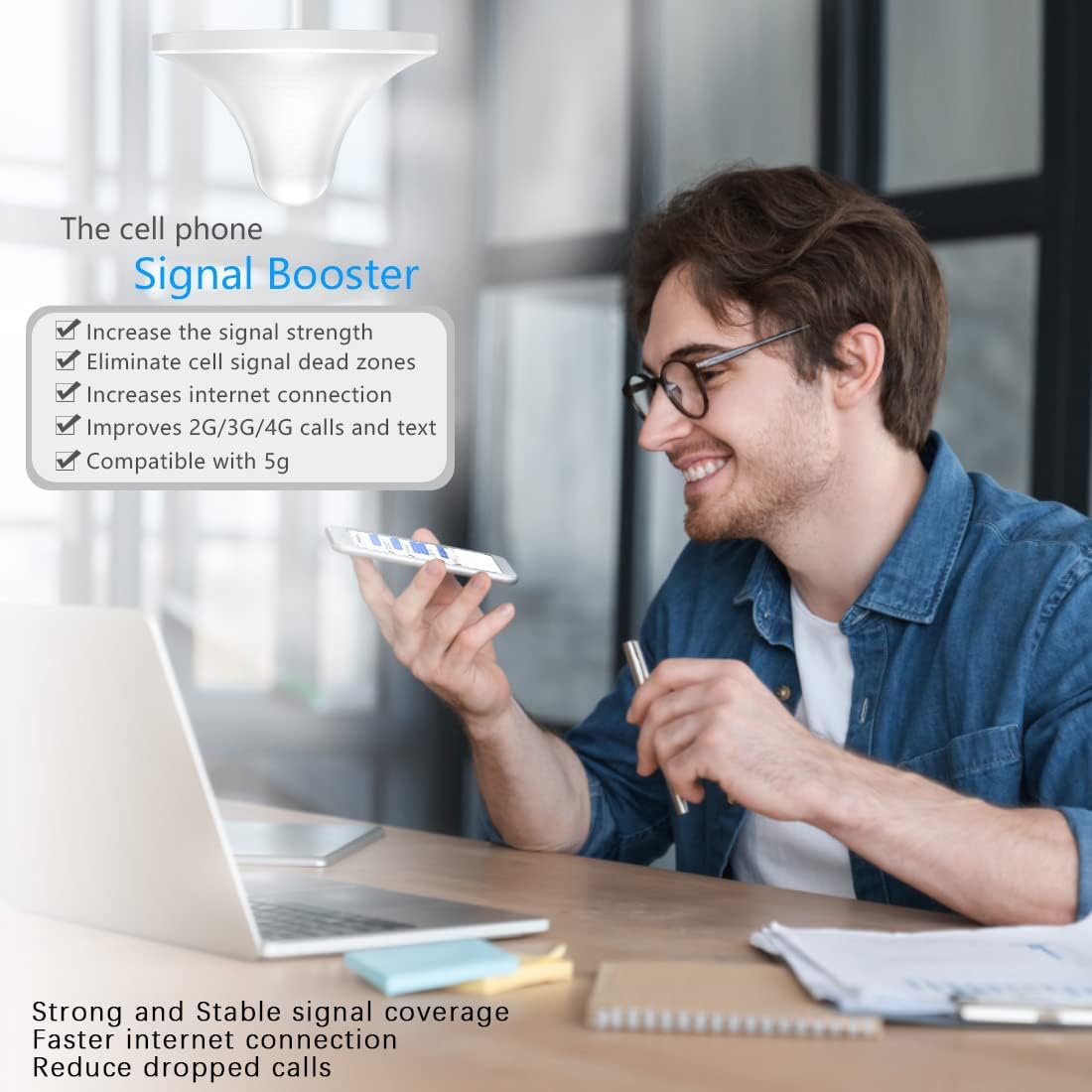 5G 4G LTE Cell Phone Signal Booster up to 4500sq.ft C27069