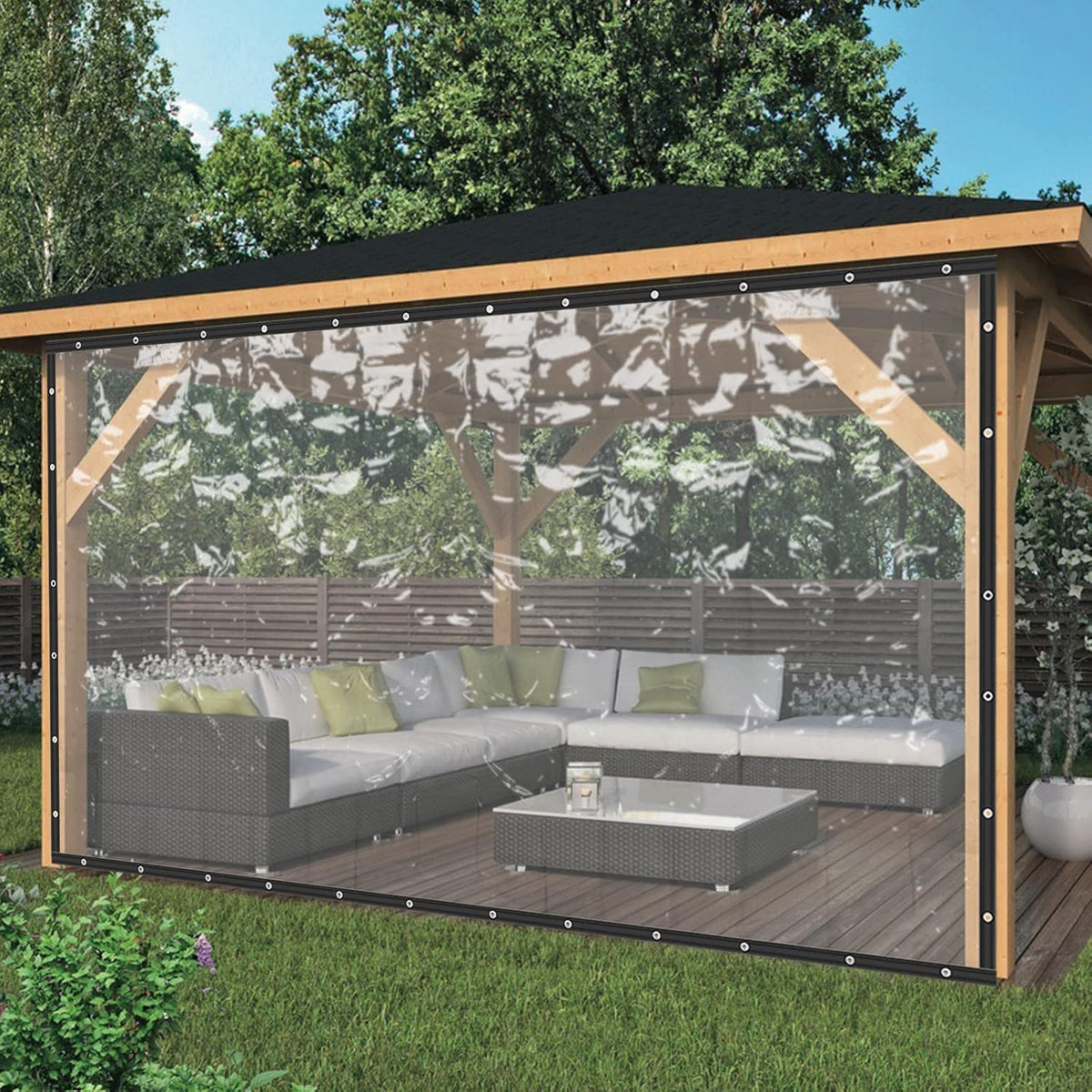 8×20FT Clear PVC Waterproof Tarp Curtain W37459