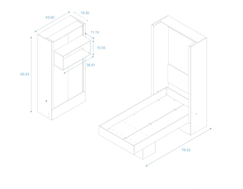 White Full Murphy Wall Bed with Shelf D229
