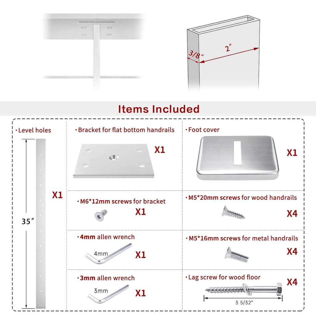 Stainless Steel Brushed Cable Railing Post O474