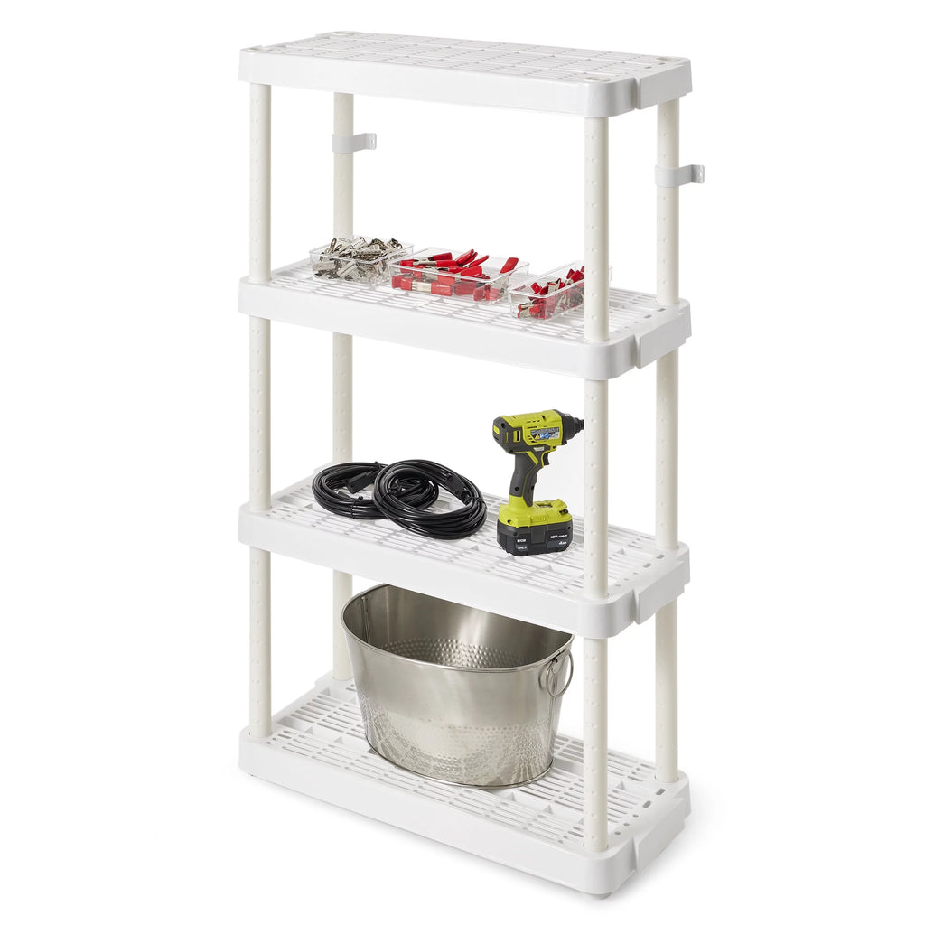 White 4 Shelf Adjustable Height Storage Unit (2 Pack) S763
