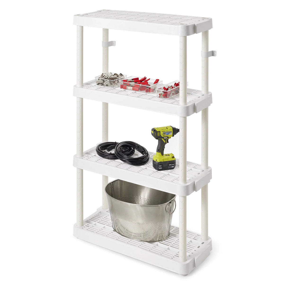 White 4 Shelf Adjustable Height Storage Unit (2 Pack) S763