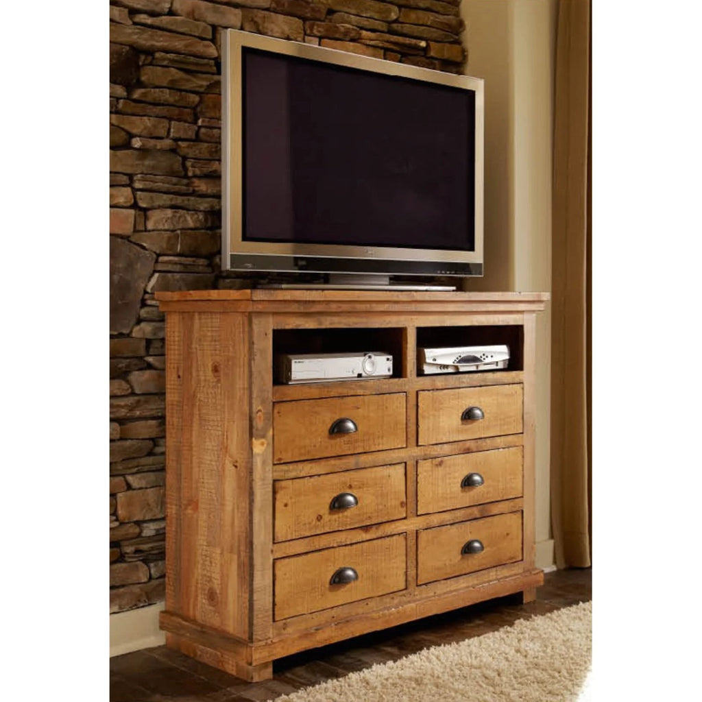 6 Drawer Media Chest in Distressed Pine W96931