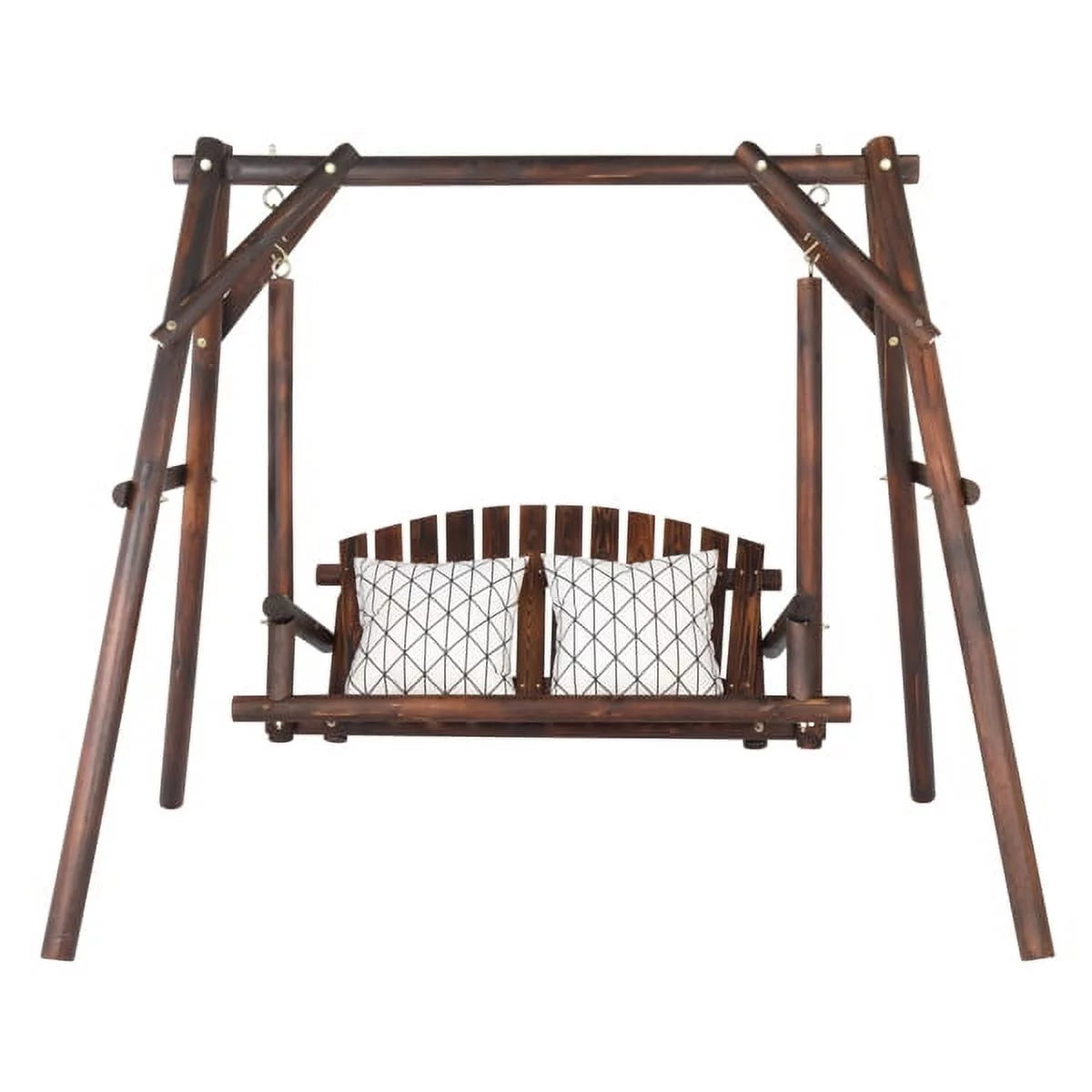 6.5ft Hardwood Patio Swing with Stand, Carbonized F6142
