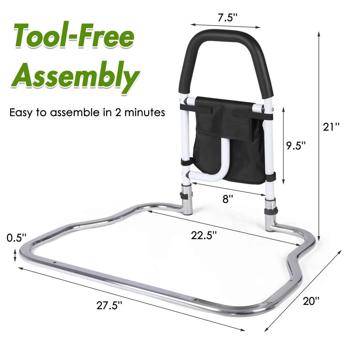 Bed Assist Rail with Anchor Strap and Storage Pocket X46137