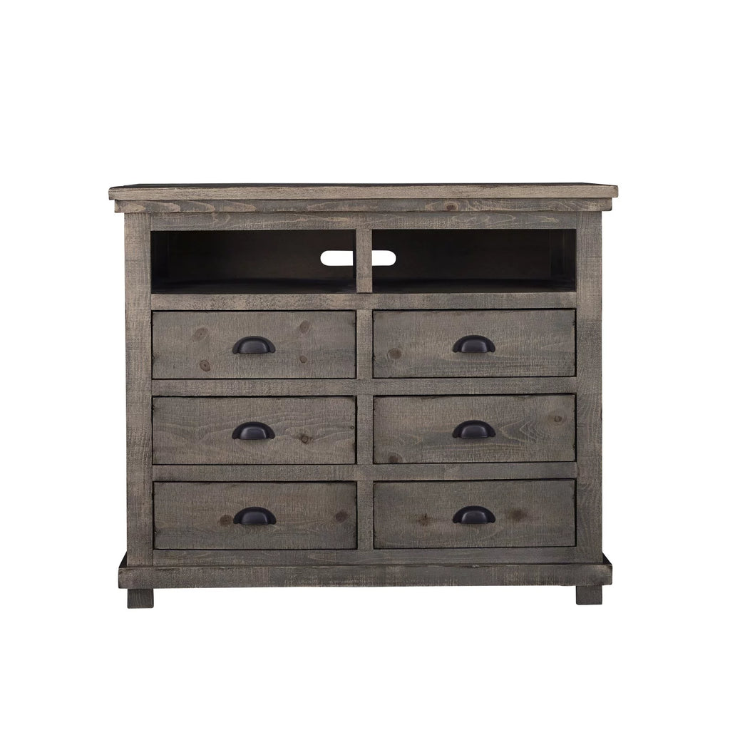 6 Drawer Media Chest in Distressed Pine W96931