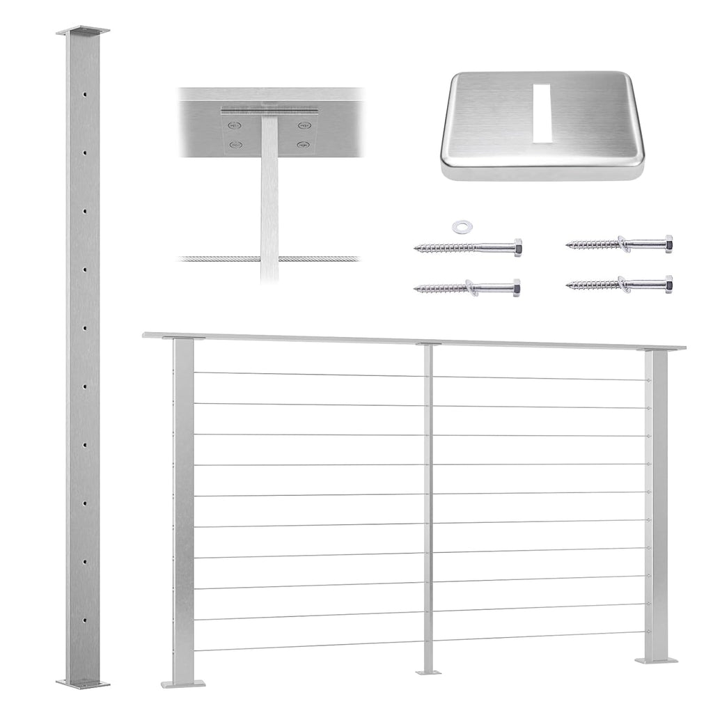 Stainless Steel Brushed Cable Railing Post O474