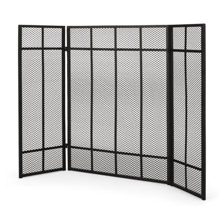 Matte Black Metal 3-Panel Fireplace Screen C109124