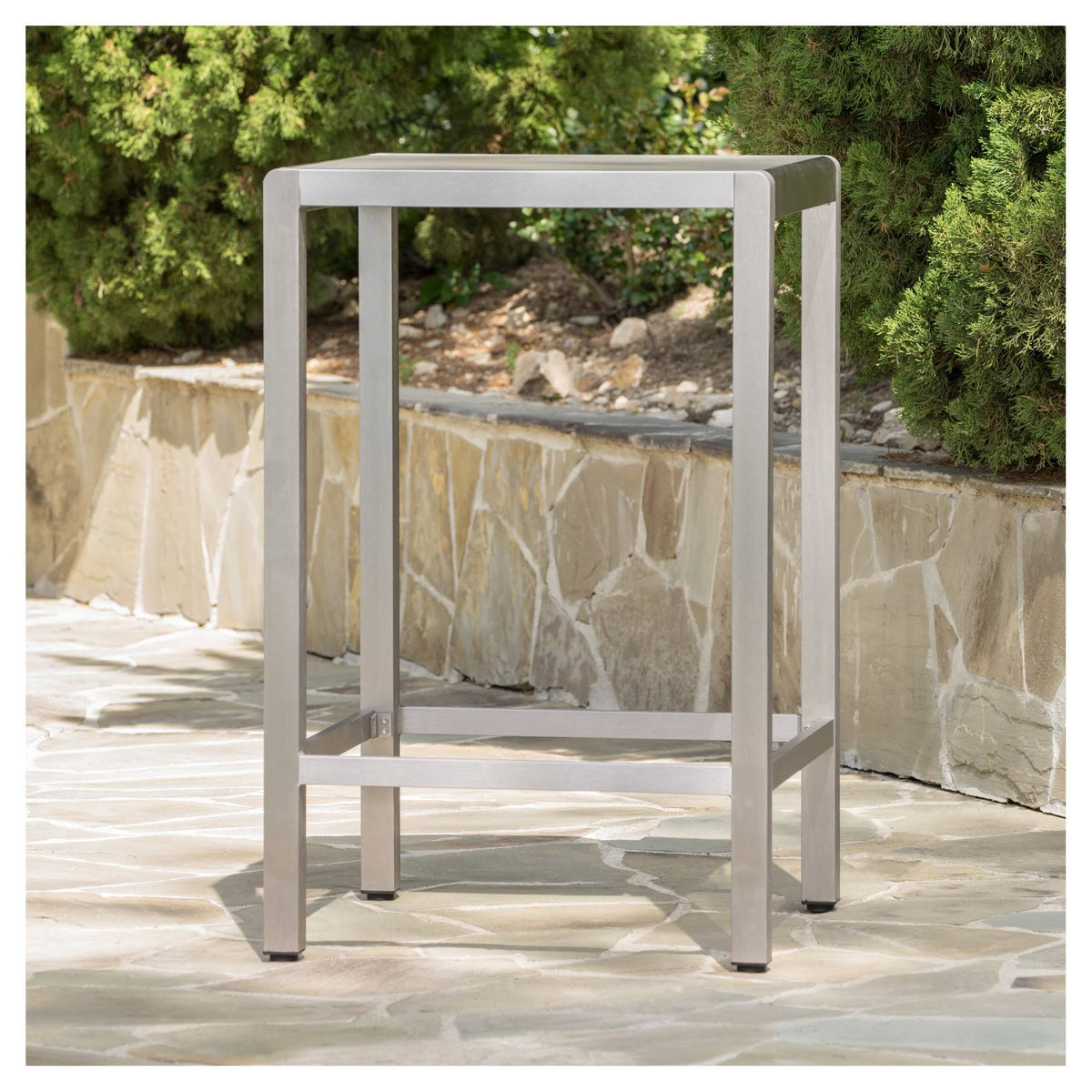 Square Aluminum Bar Table with Glass Top S68537