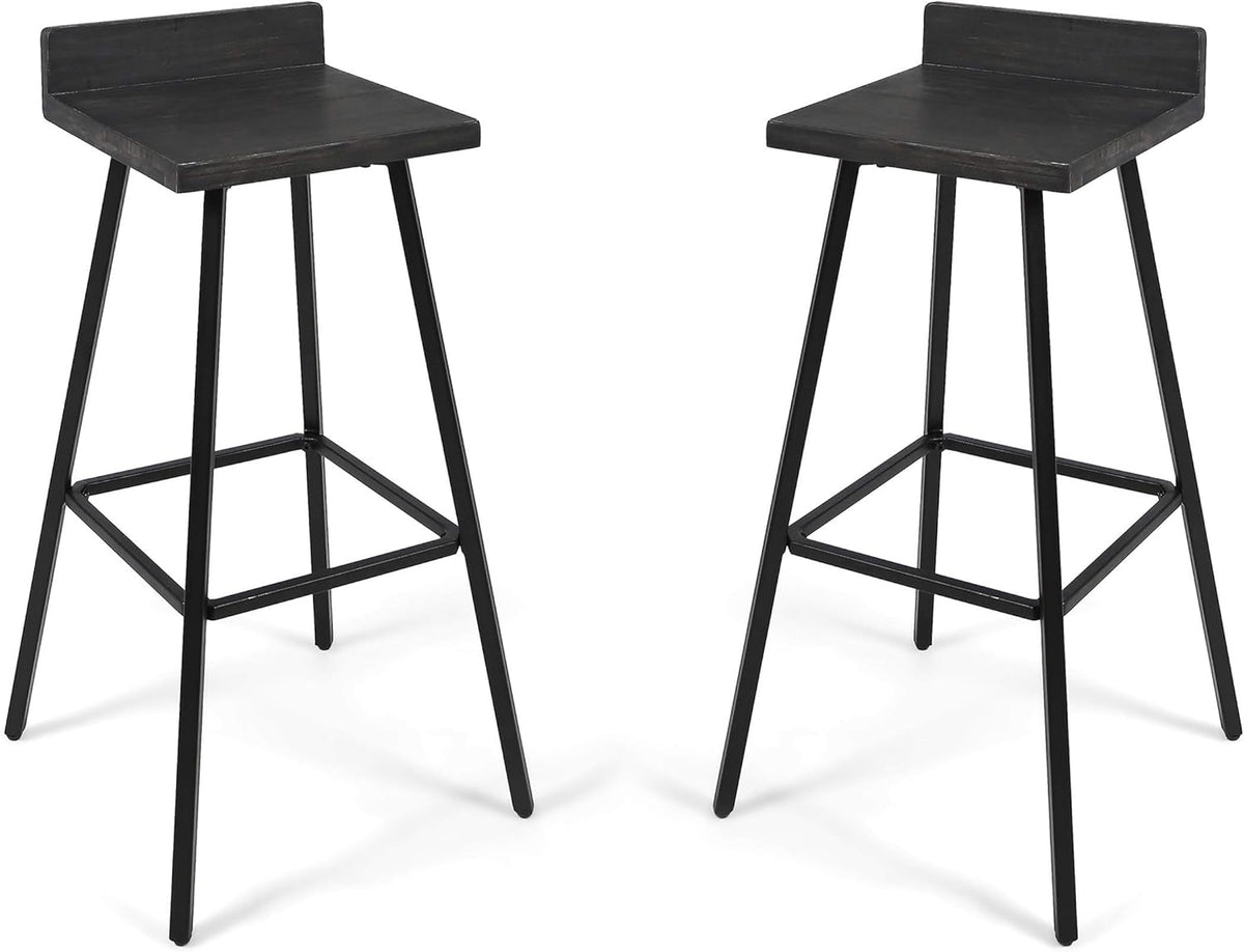 Dark Brown Acacia Wood Bar Stools Set of 2 X239436